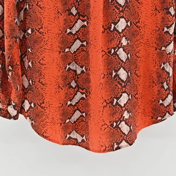 EQUIPMENT Womens Silk Top Size S Orange Snakeskin Button Dopamine Maximalist - Picture 12 of 13